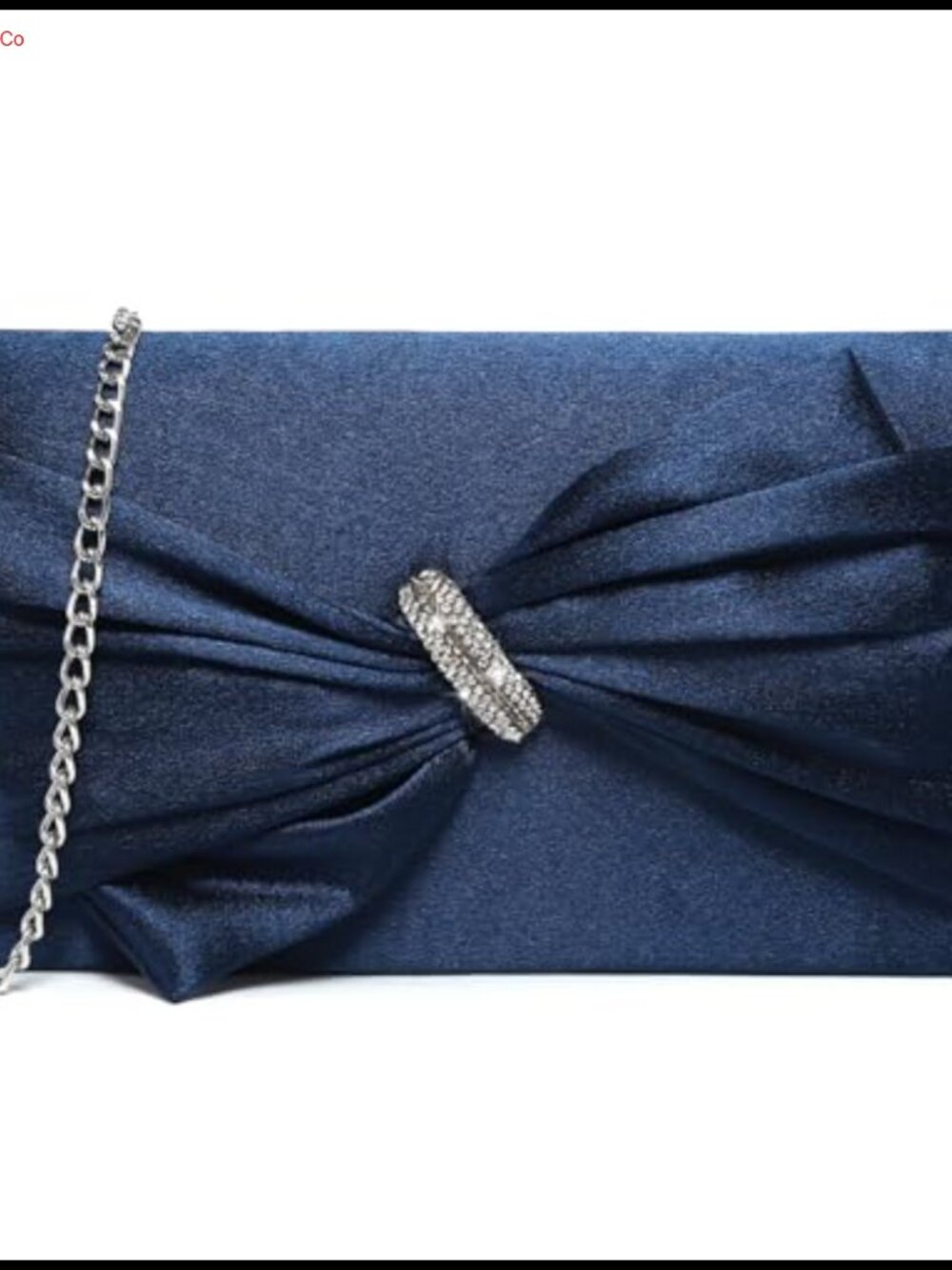 Satin Bow Flap Evening Bag Rhinestone Clutch Purse with Chain Strap